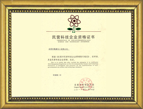 民營科技企業資格(ge)證(zheng)書